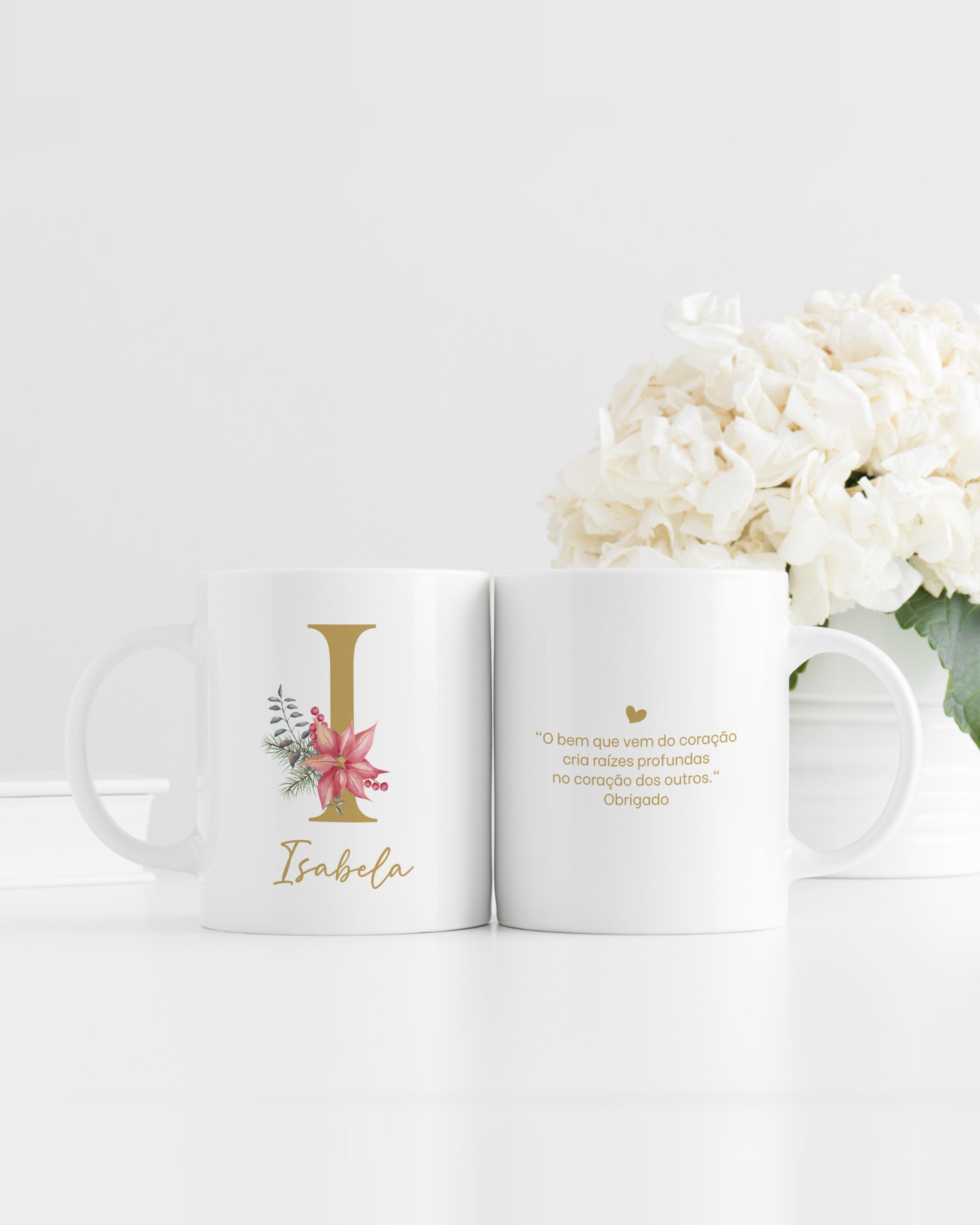 Caneca Inicial Dourada com Texto