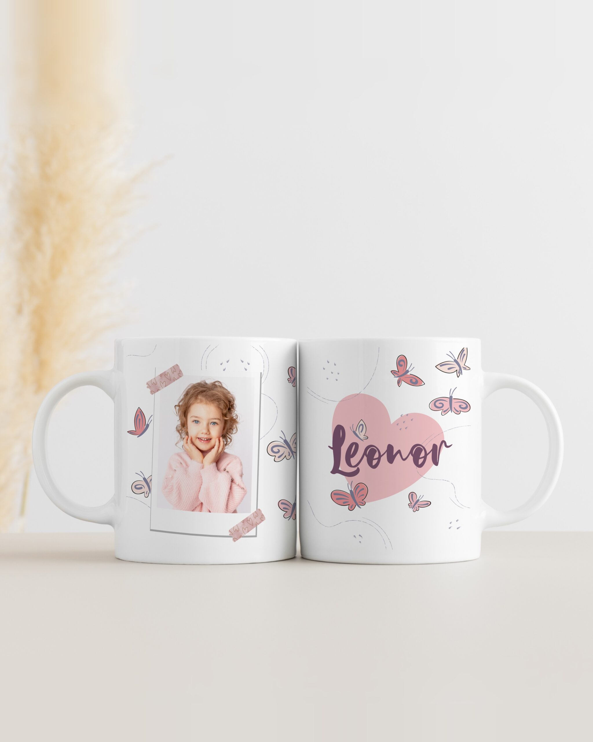 Caneca Foto e Nome com Borboletas