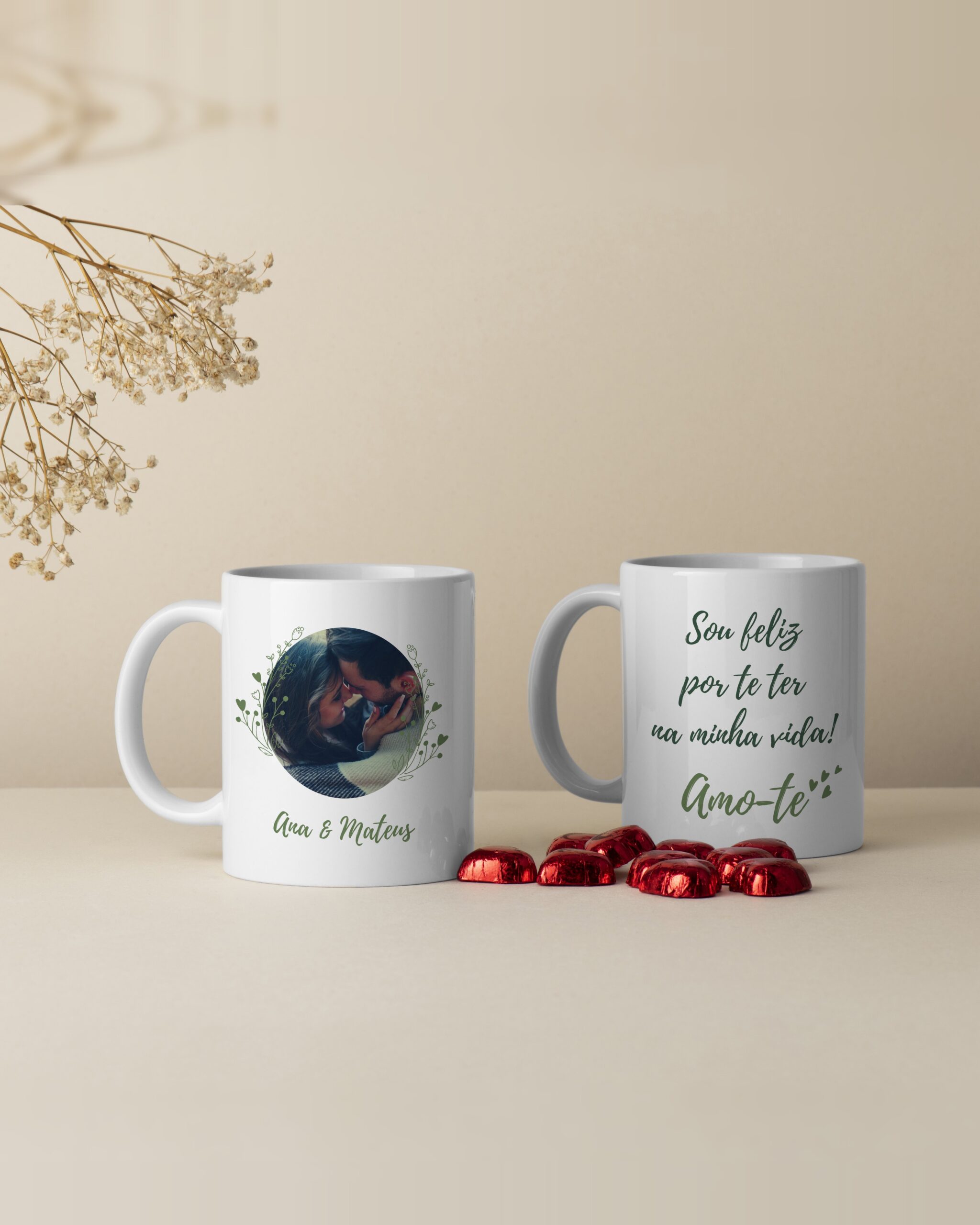 Caneca Sou Feliz por Te Ter na Minha Vida