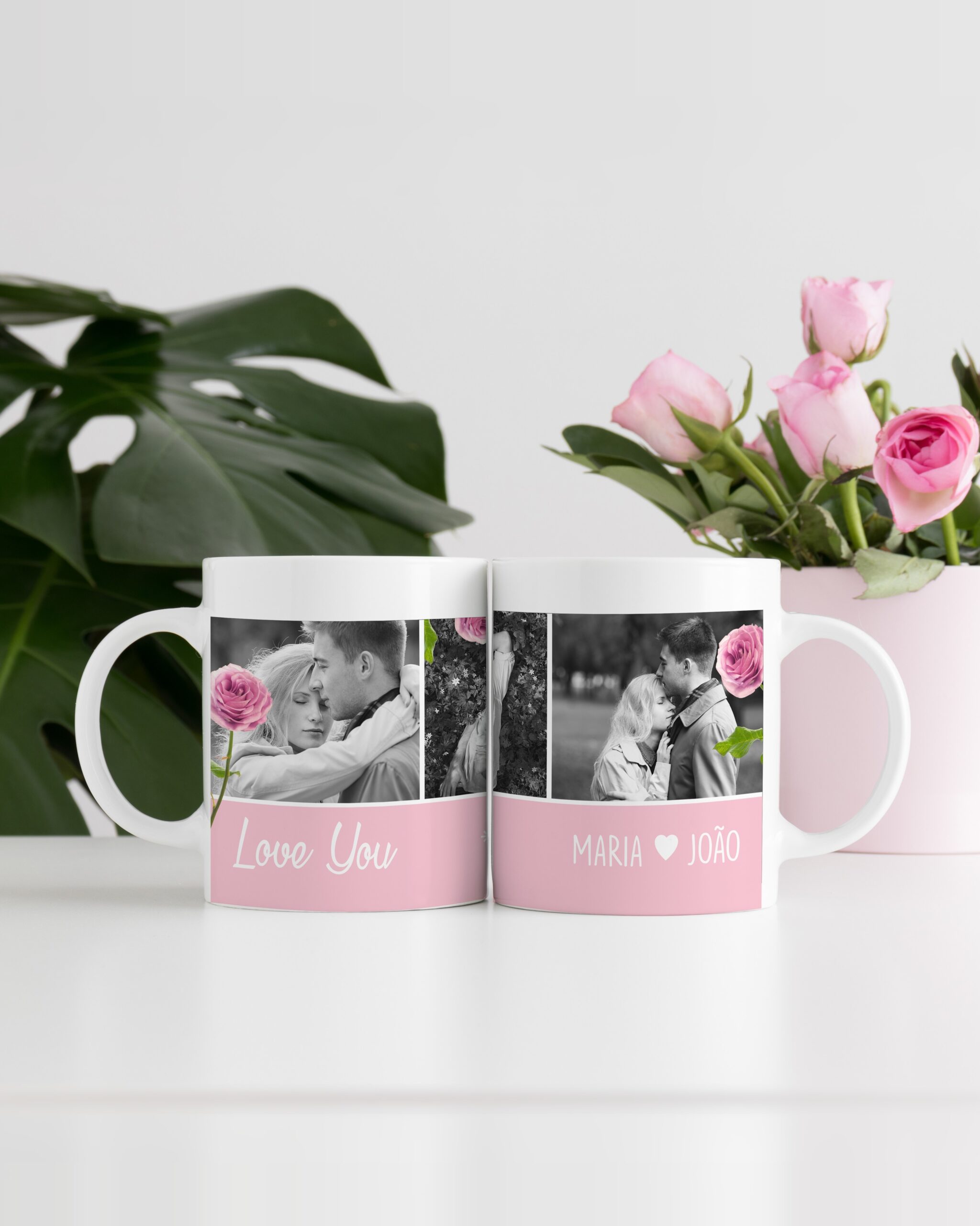 Caneca personalizada Love You Fotos Preto e Branco