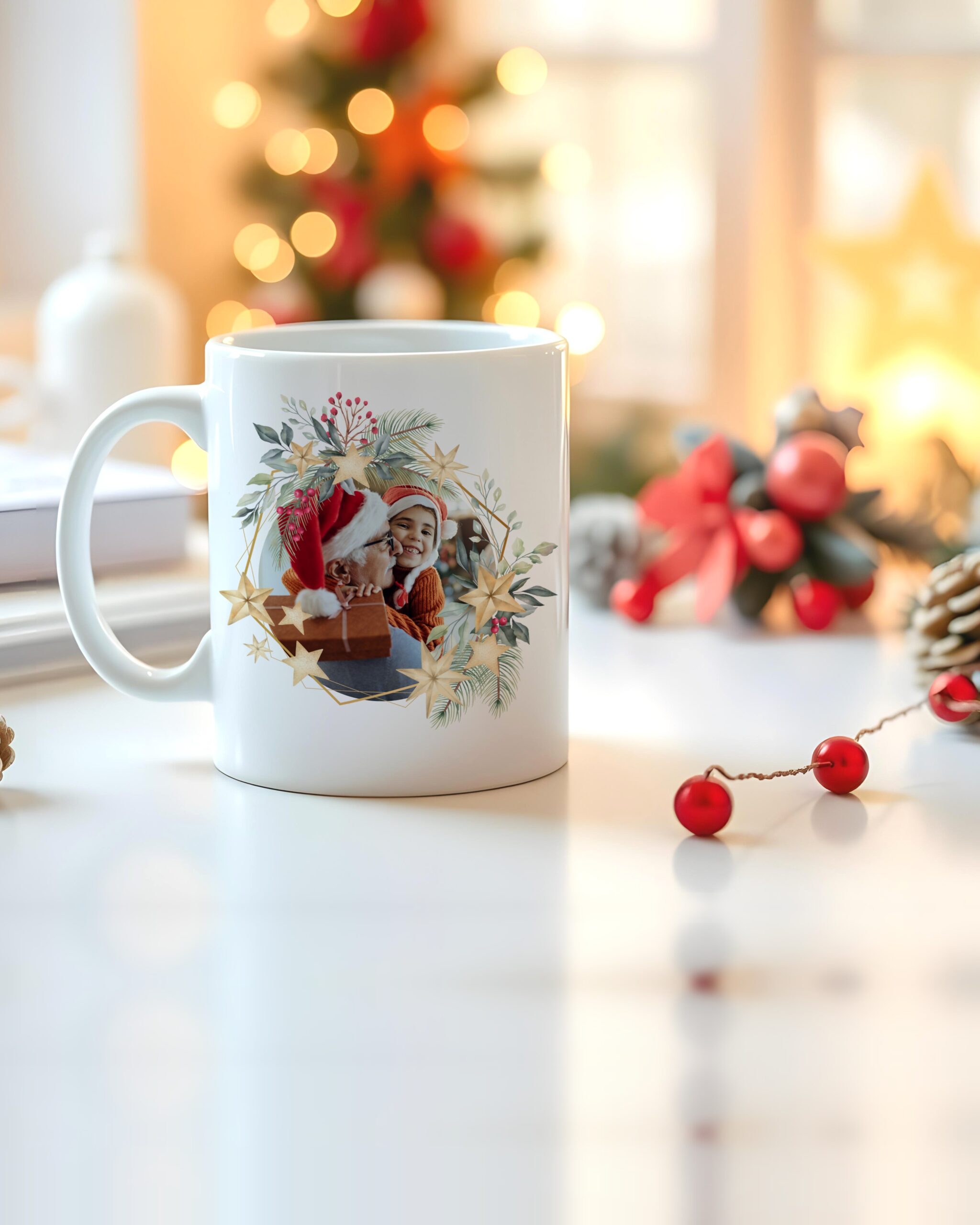 Caneca Coroa de Natal com Foto