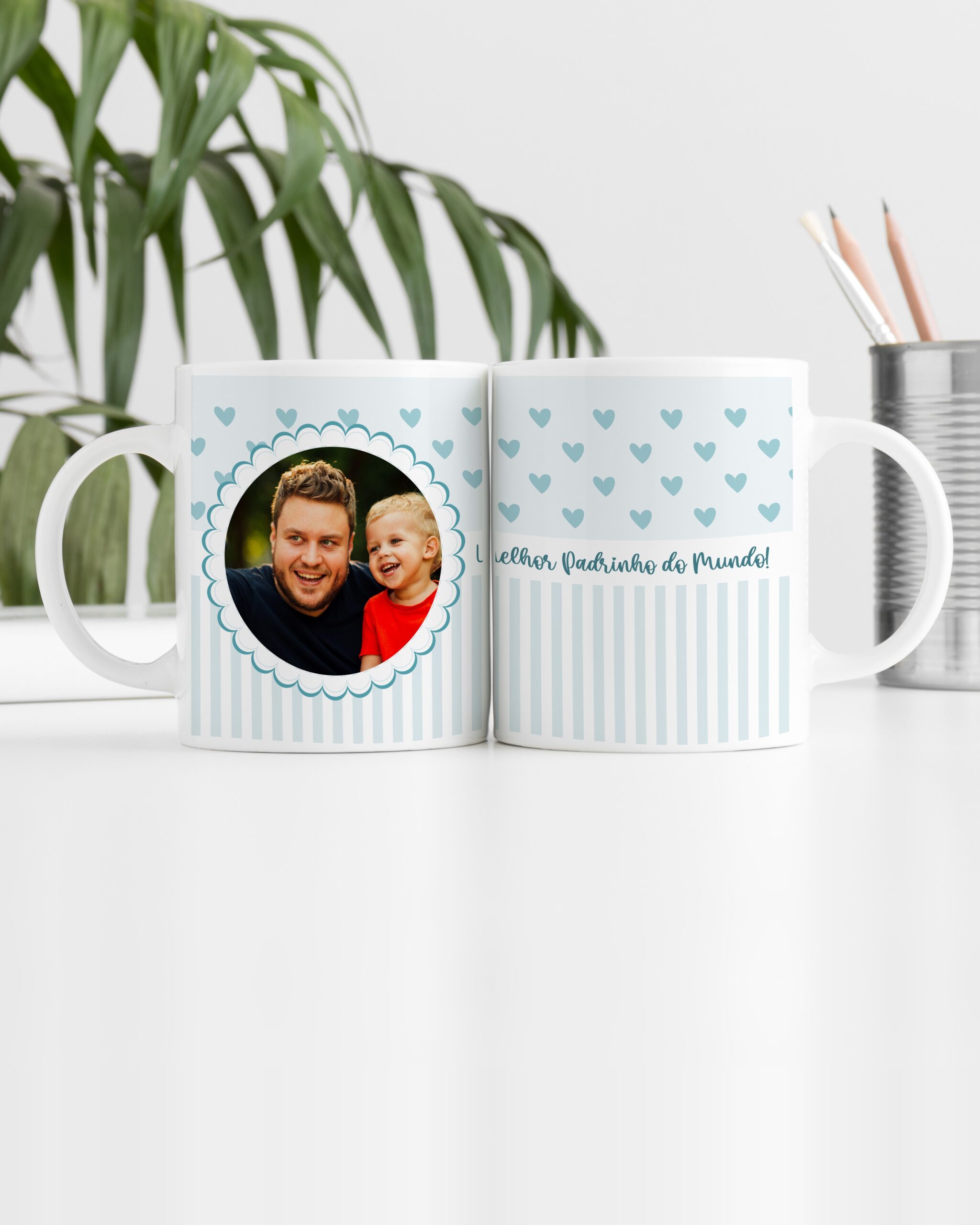 Caneca Melhor Padrinho do Mundo Corações