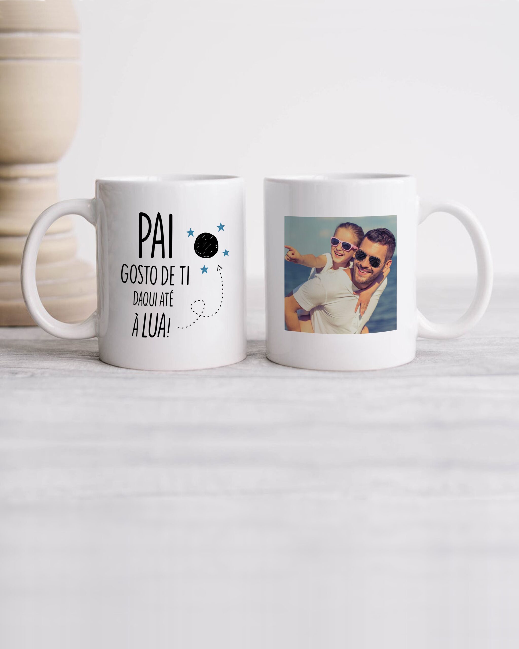 Caneca personalizada Pai Gosto de Ti até à Lua com Foto