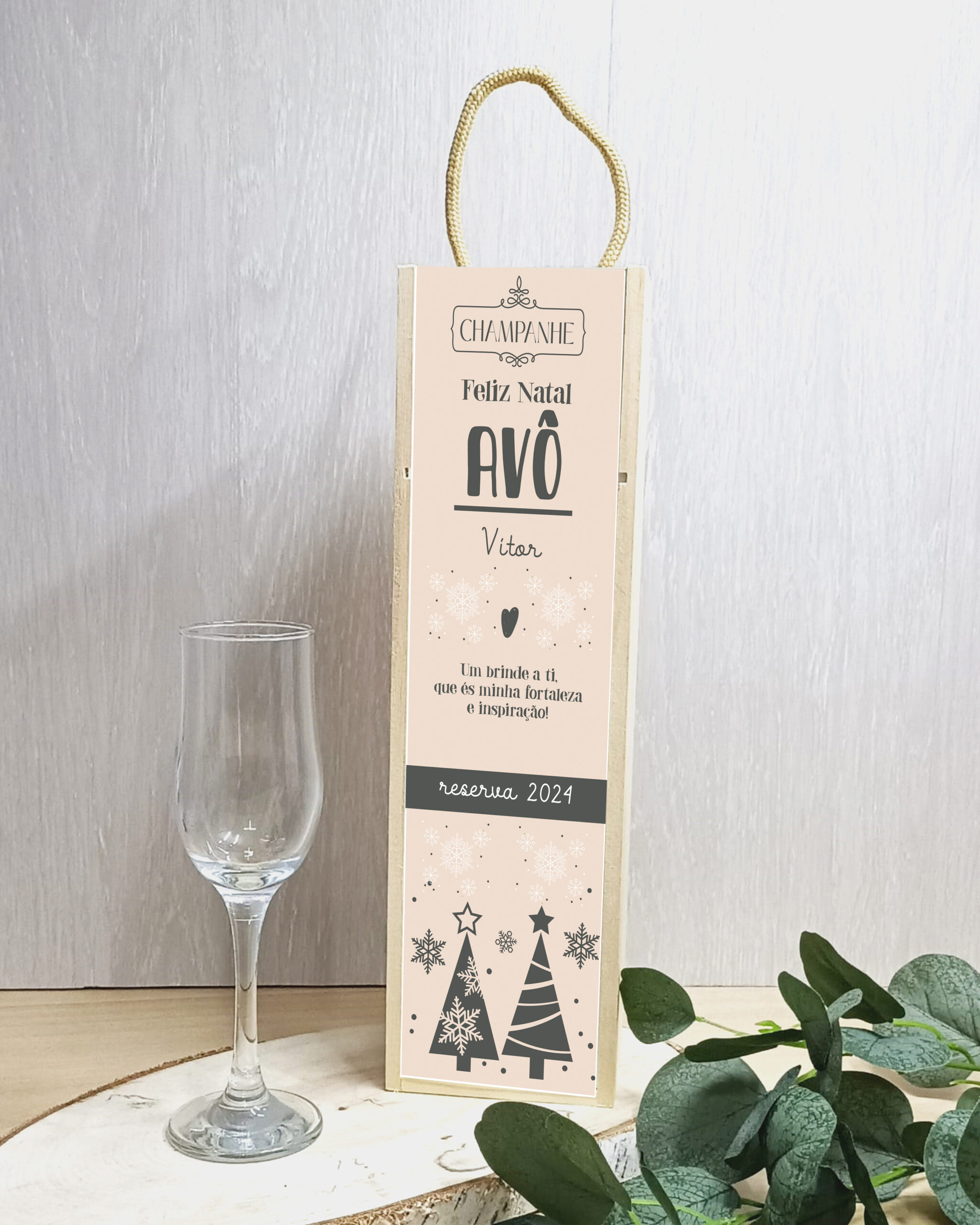 Caixa de Vinho Champanhe Feliz Natal Avô