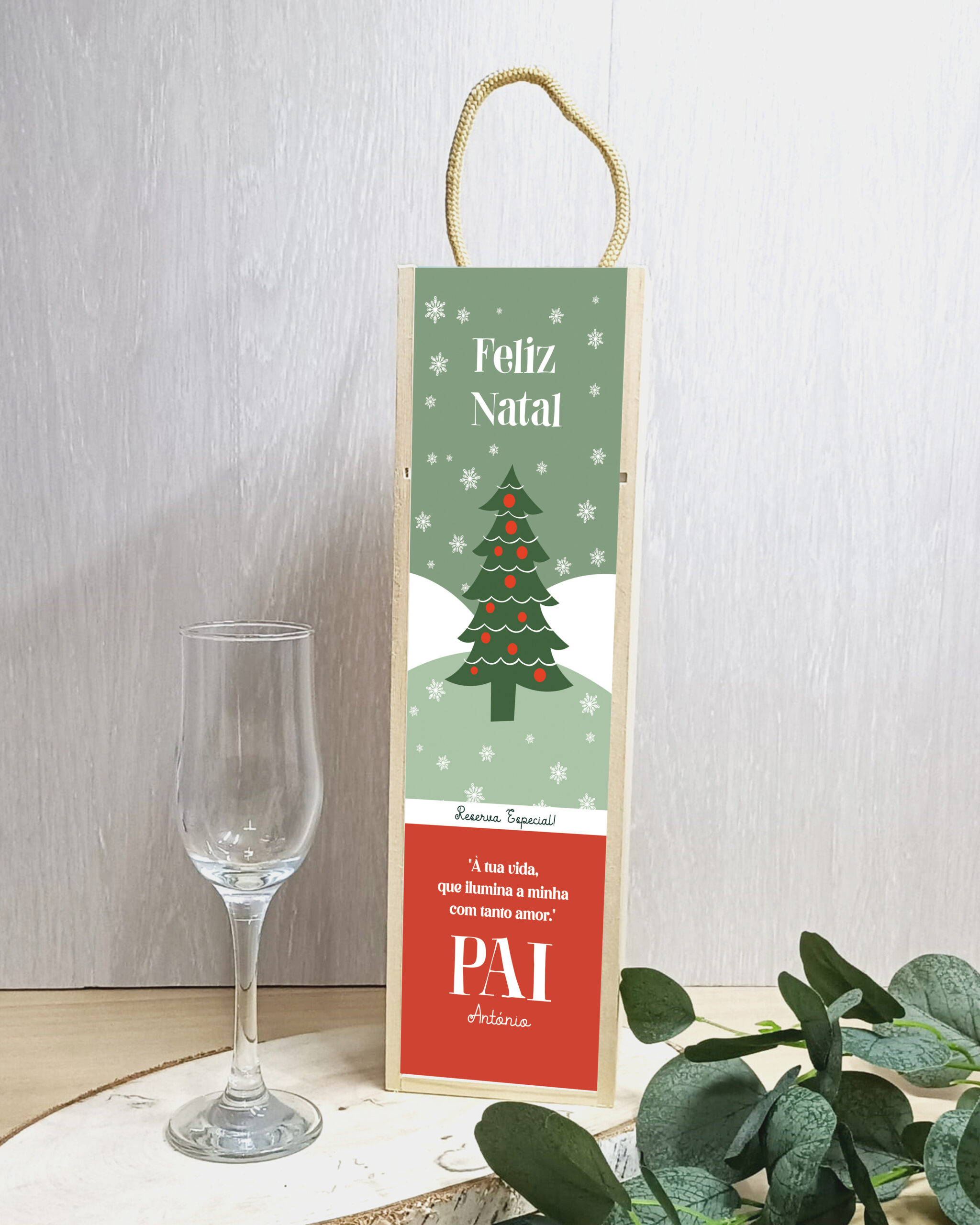 Caixa de Vinho Feliz Natal Árvore Pai