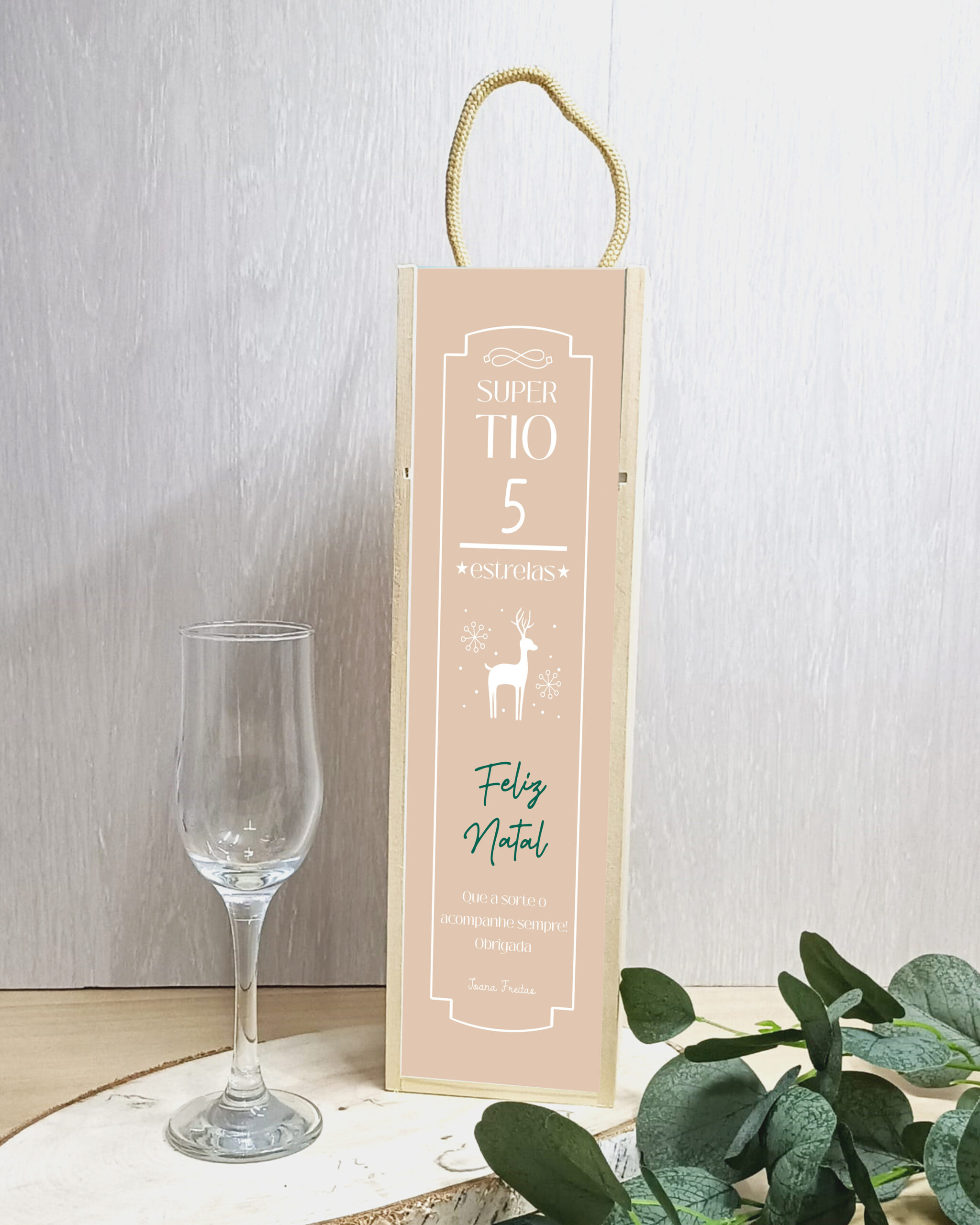 Caixa de Vinho Super Tio 5 Estrelas Feliz Natal