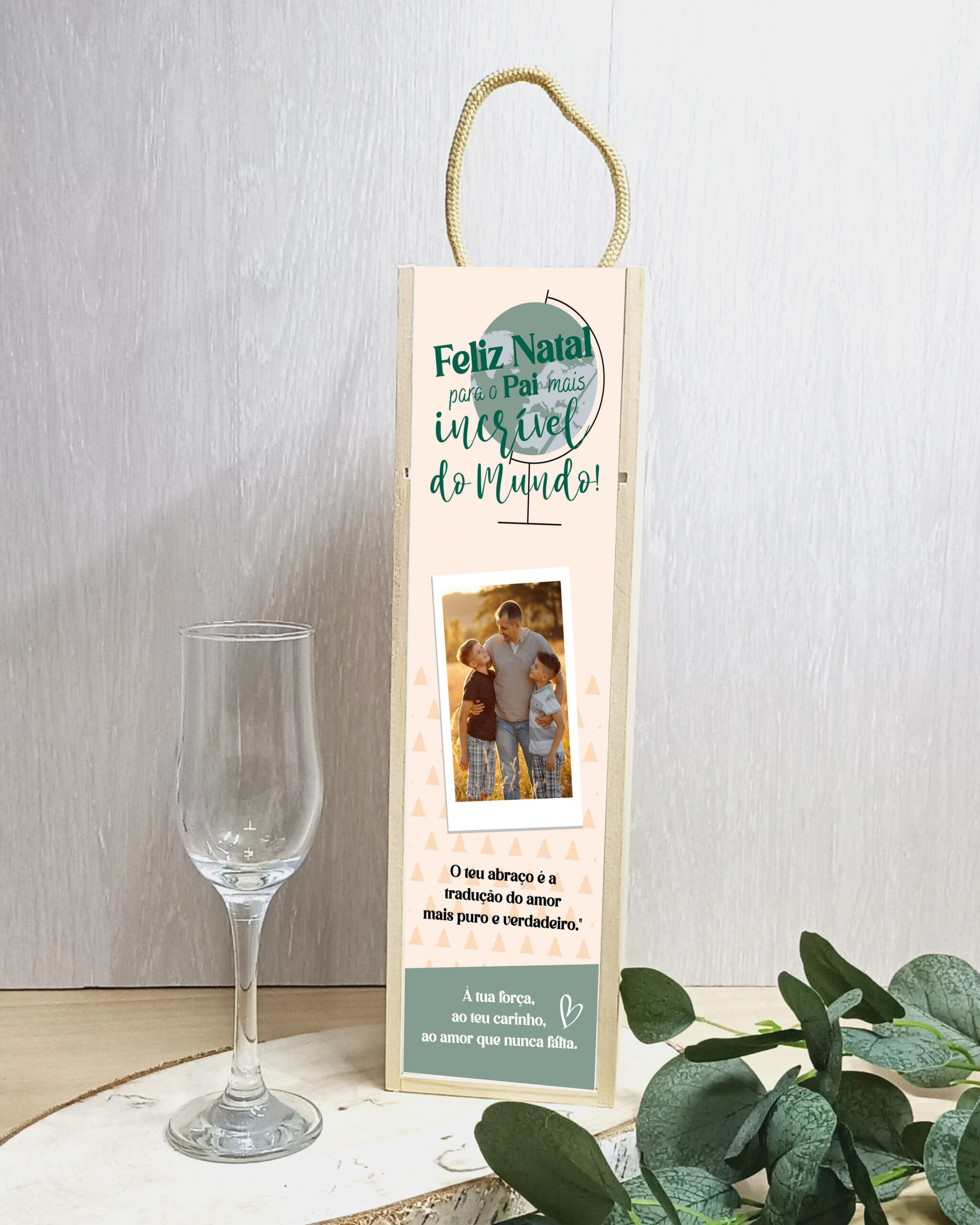 Caixa de Vinho Feliz Natal Pai Mais Incrível do Mundo Rosa