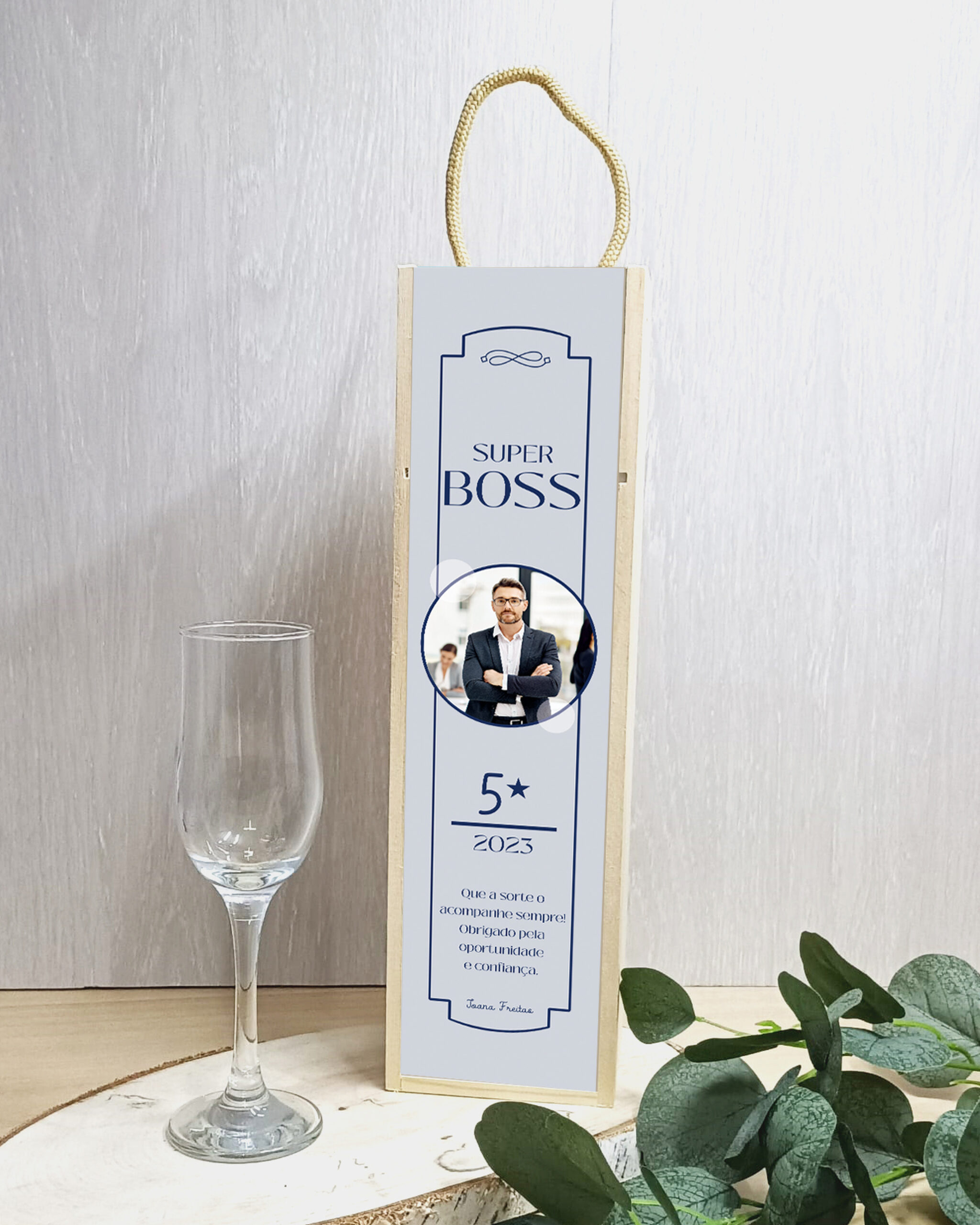 Caixa de Vinho Super Boss com Foto