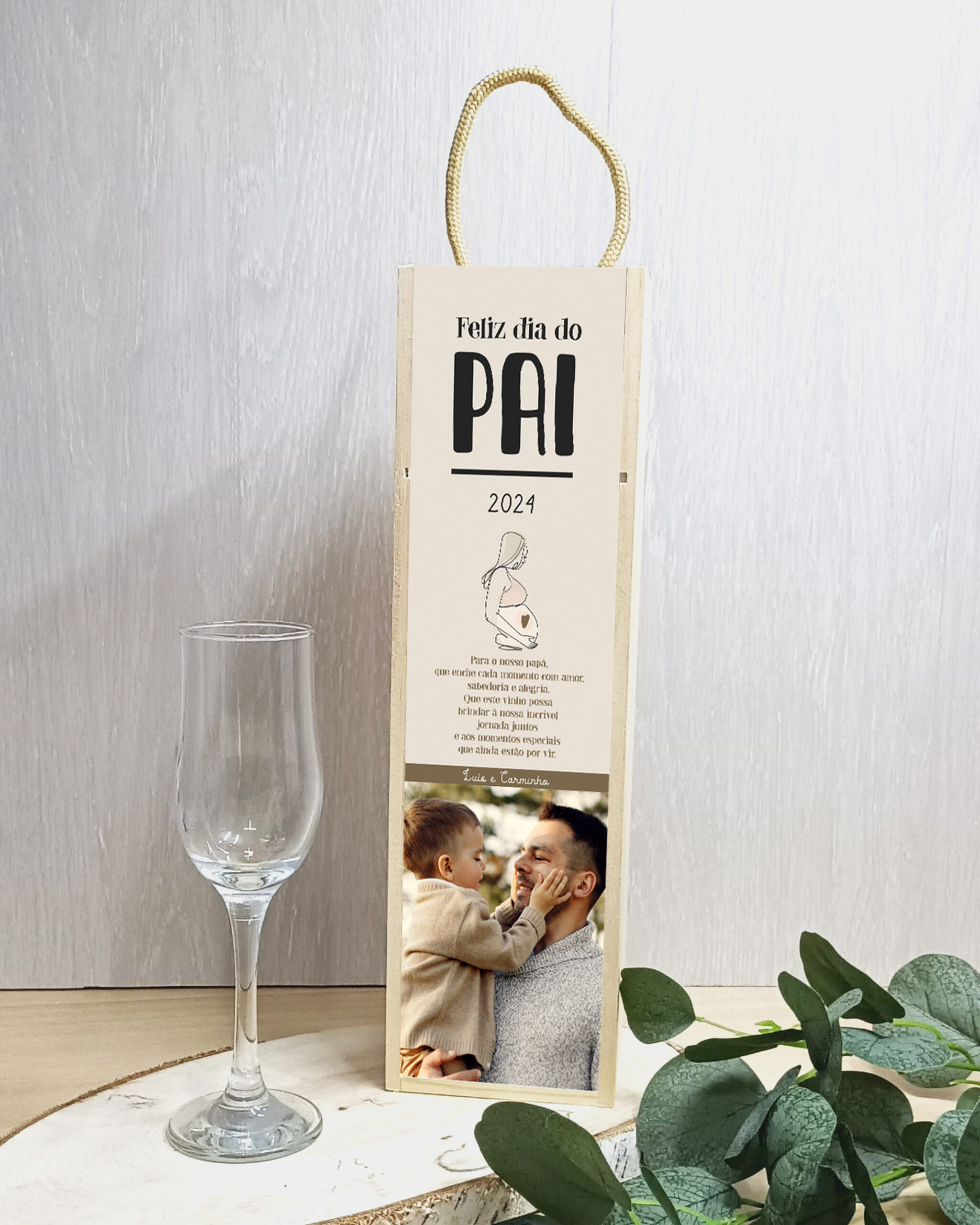 Caixa de Vinho Feliz Dia do Pai Grávida