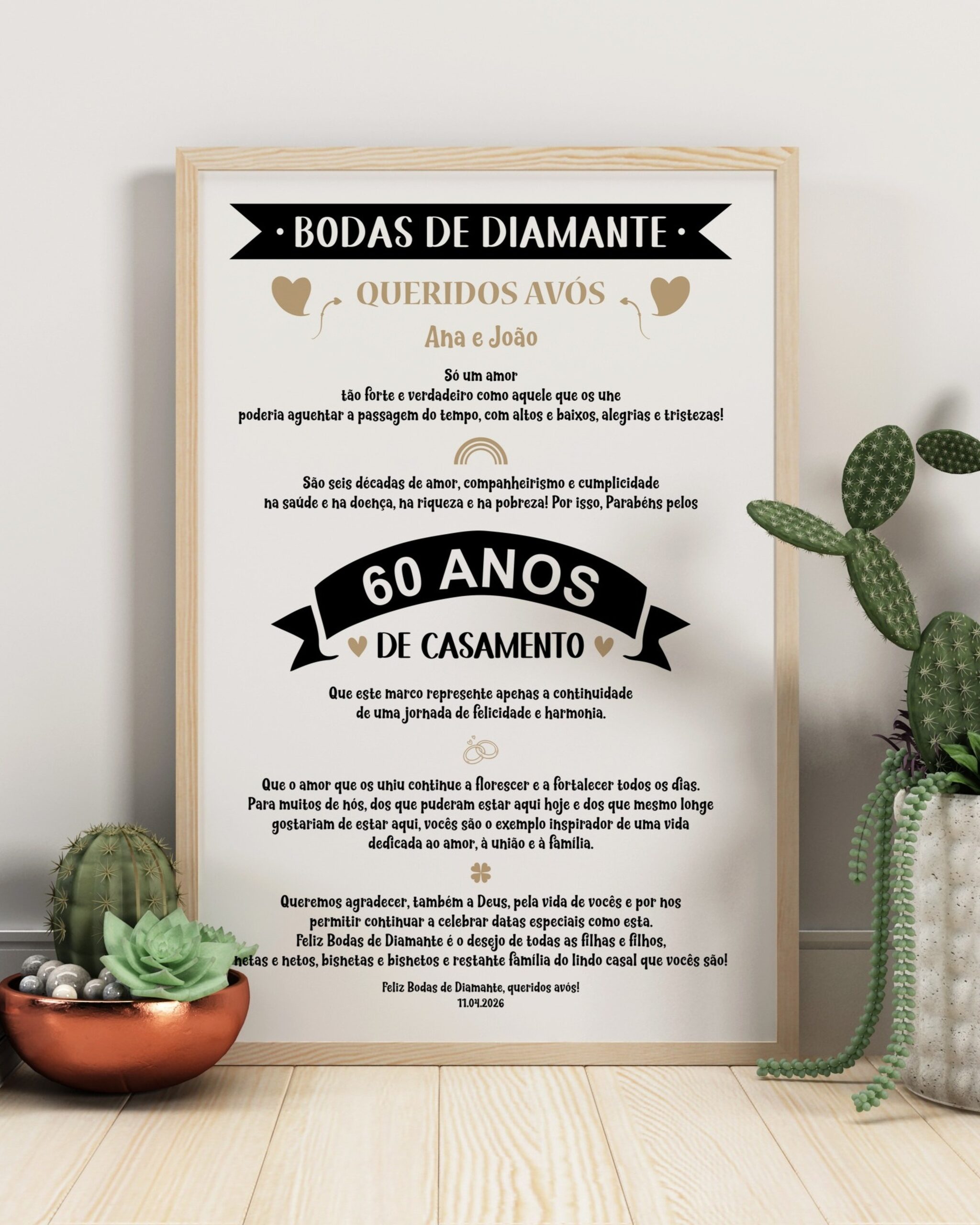 Moldura Bodas de Diamante 60 Anos de Casamento