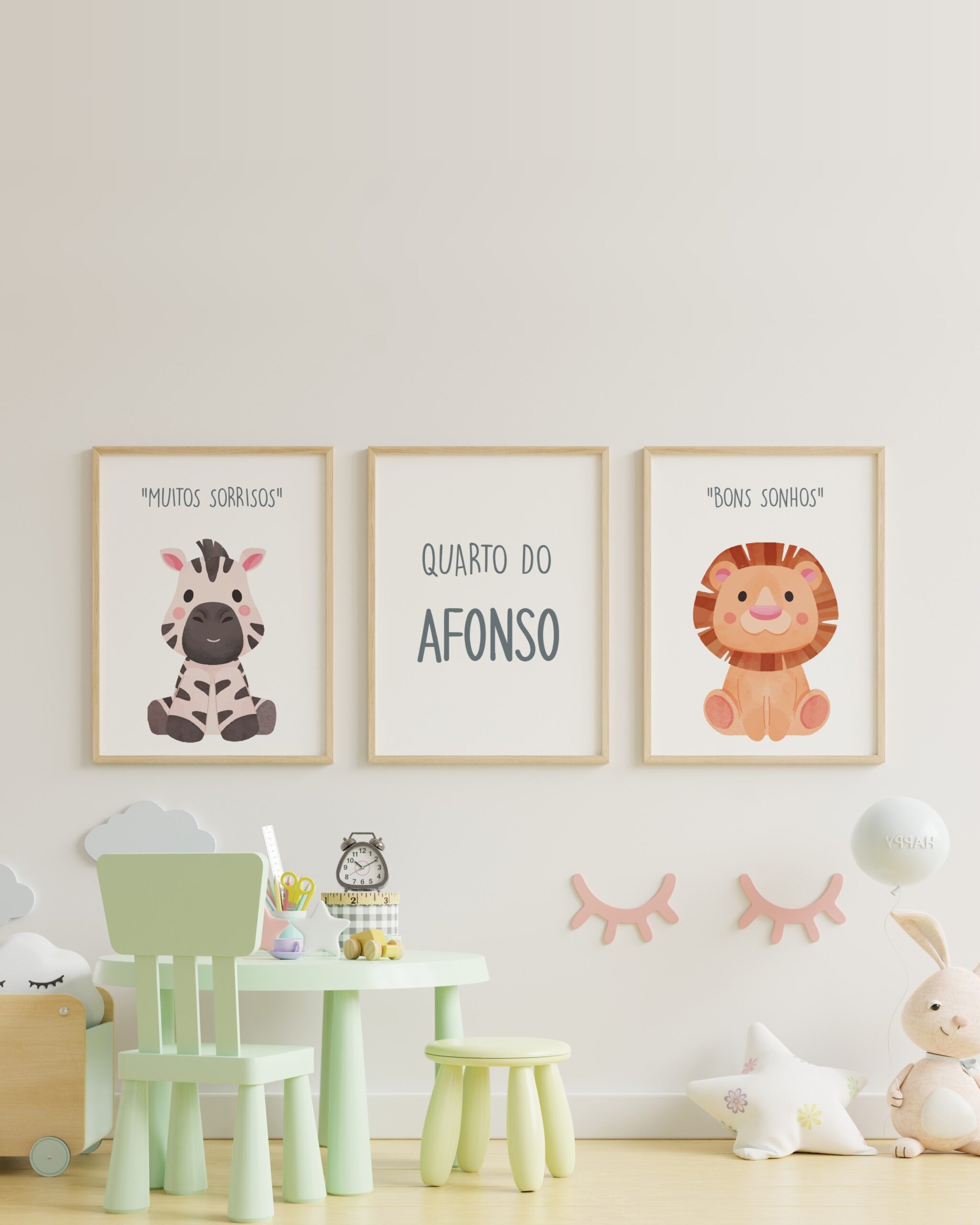 Moldura Trio Animais Quarto do Nome