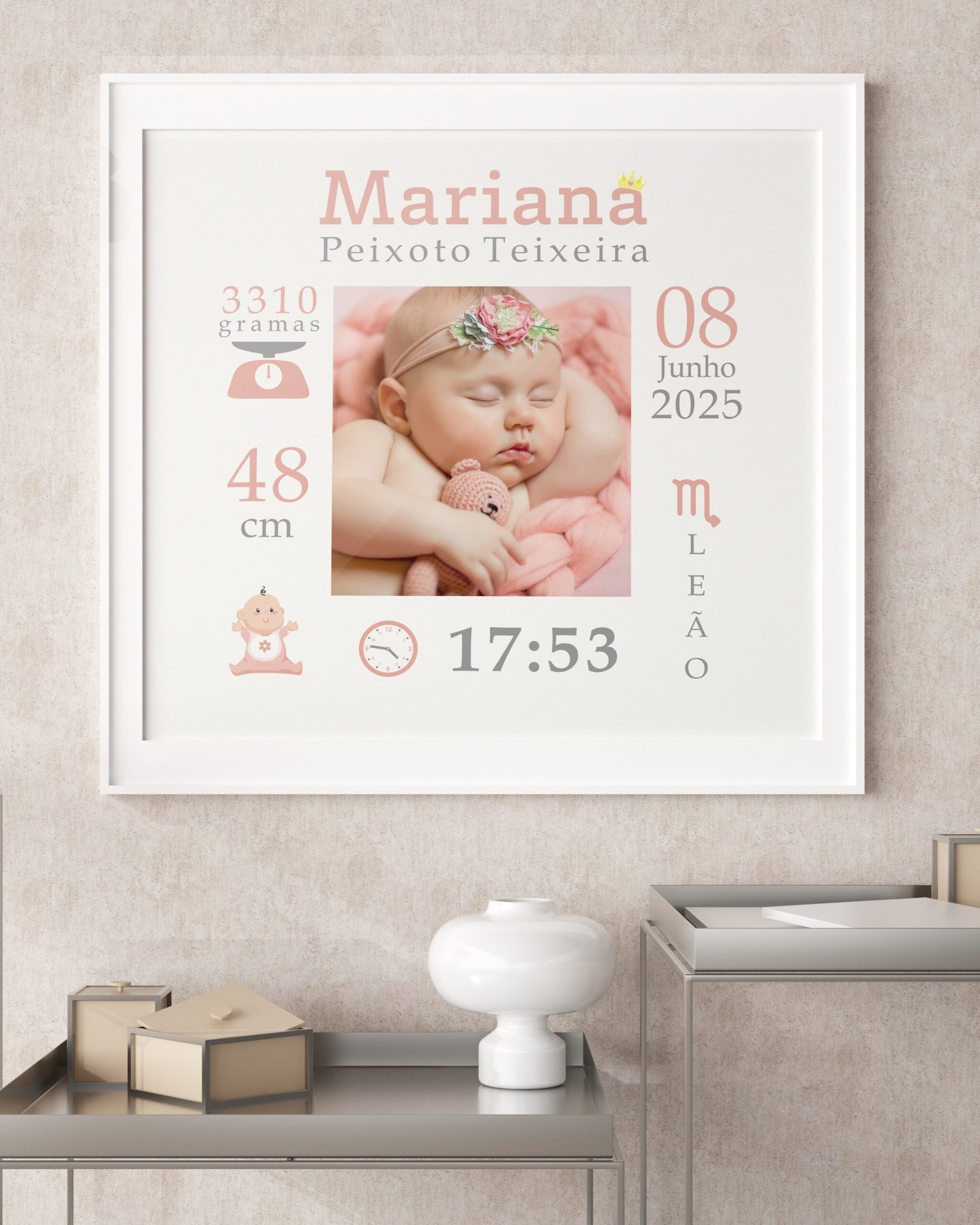 Moldura Nascimento Dados com Foto Menina