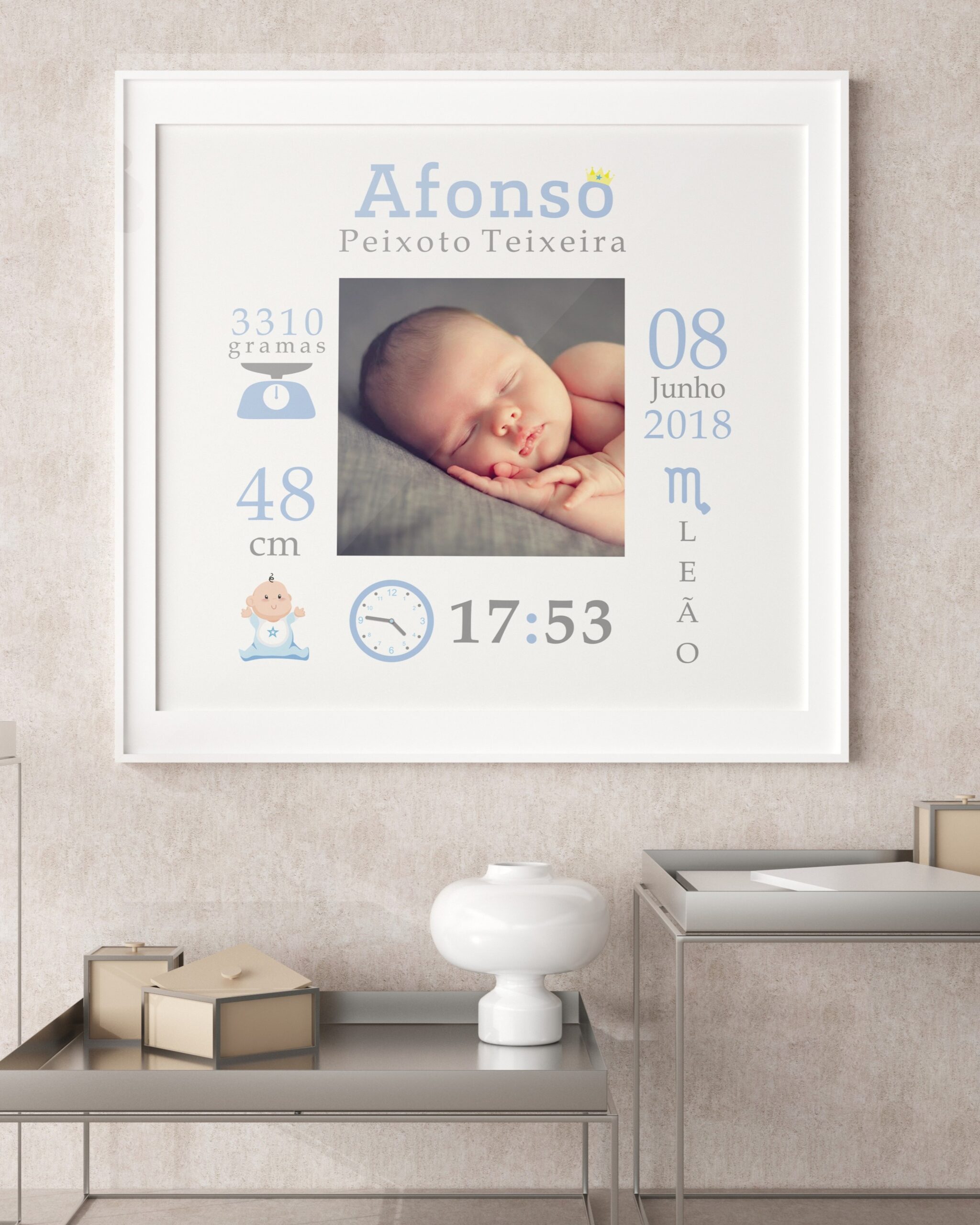 Moldura Nascimento Dados com Foto Menino