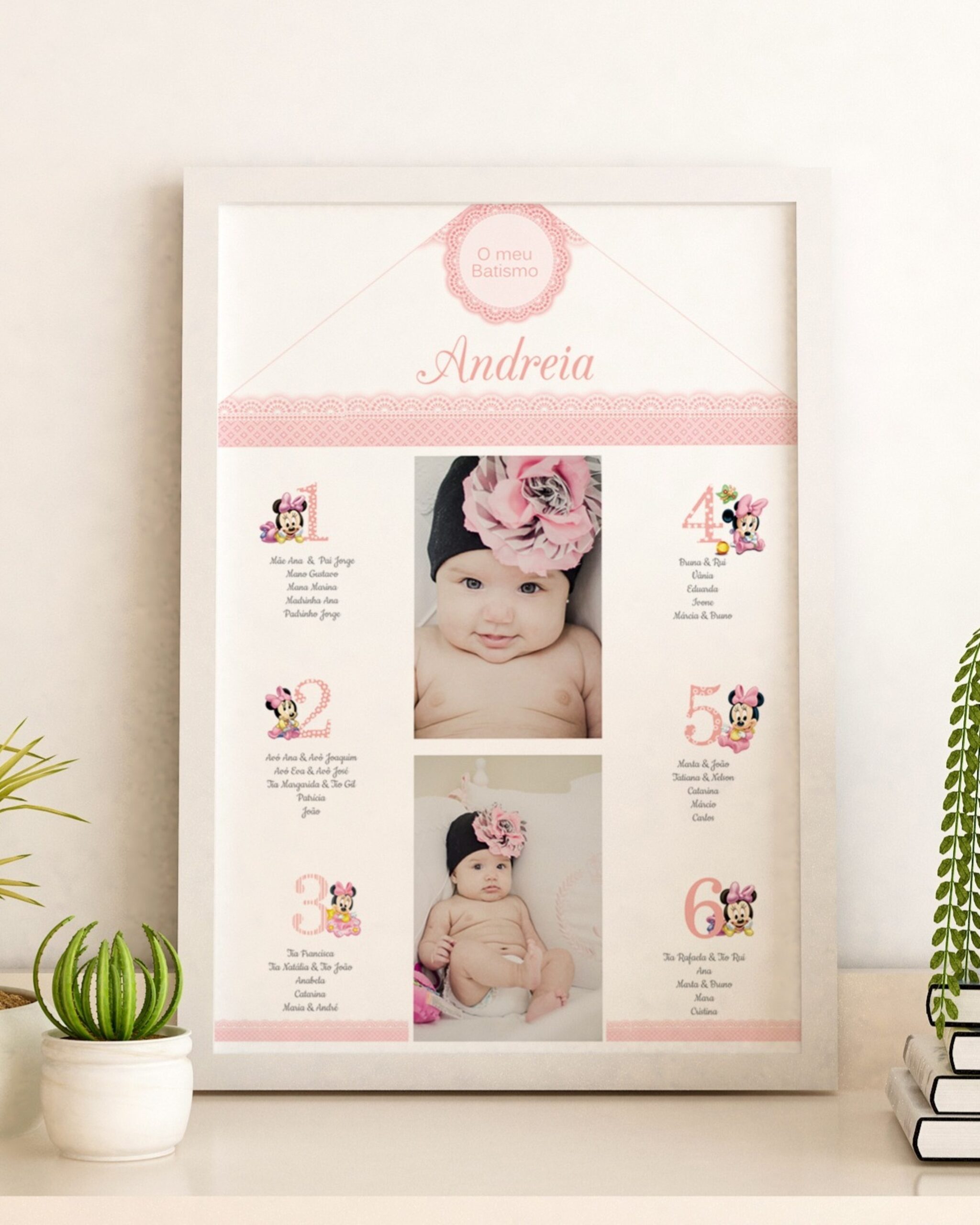 Moldura Batizado Primeiros Meses Minnie