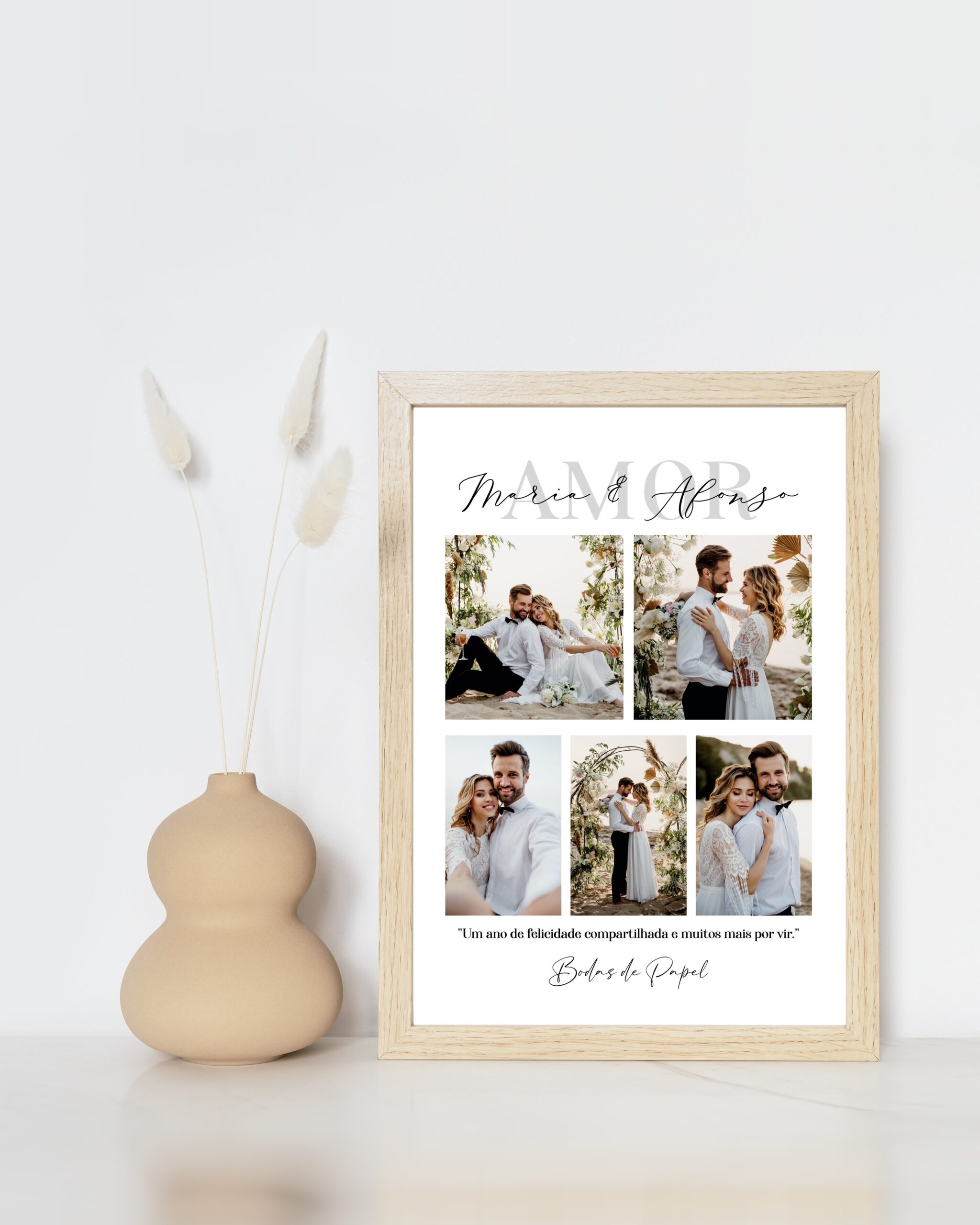 Moldura Bodas de Papel Colagem de Fotos