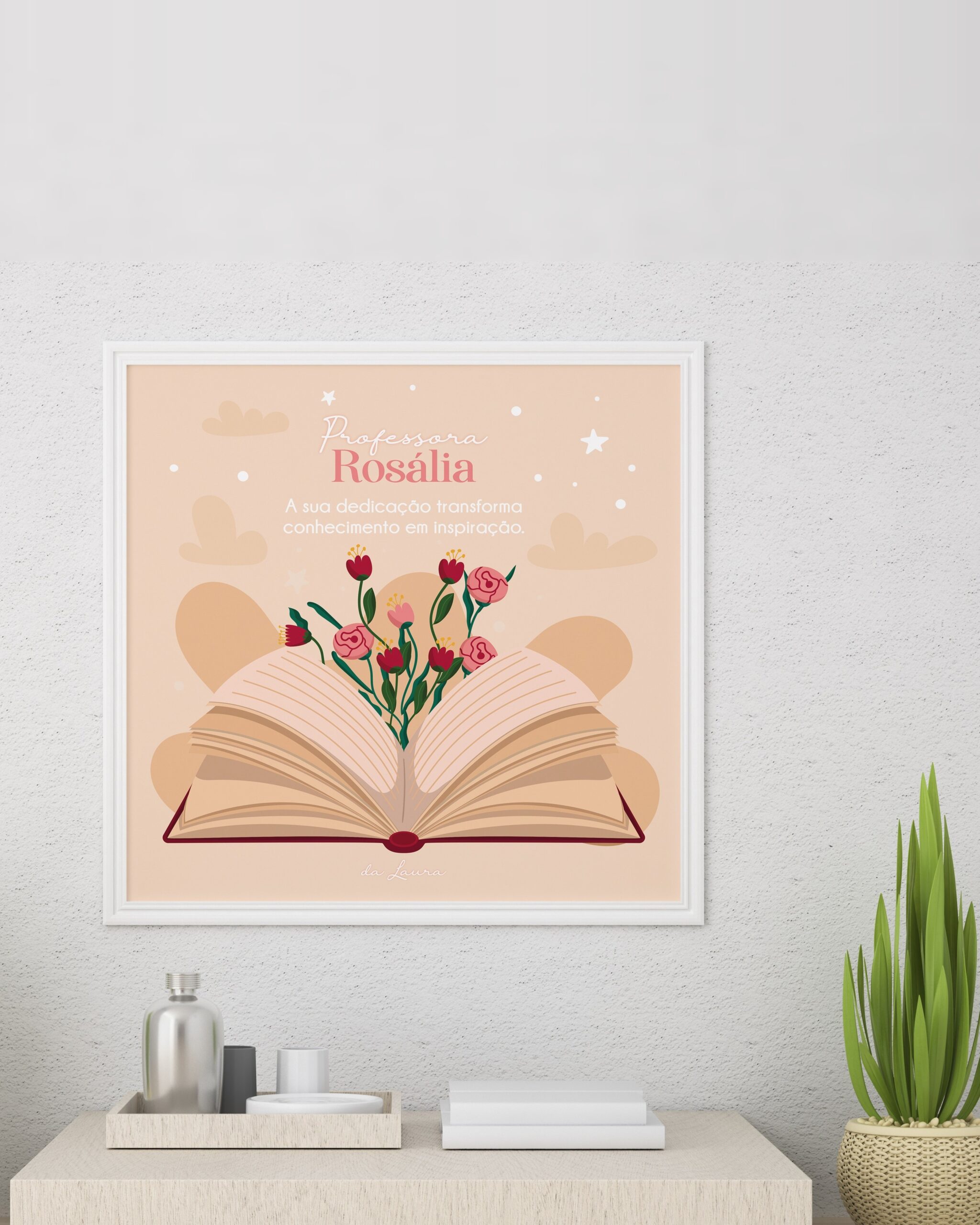 Moldura Livro com Flores e Nome